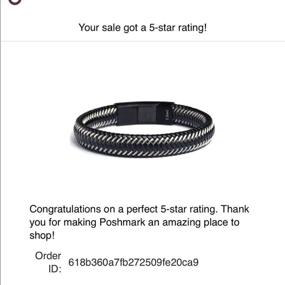 Men’s Braided Leather & Steel Adjustable Bracelet - Picture 7 of 9